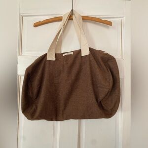 NWOT Brown Herringbone Sezane Octobre Editions Duffel Tote Bag